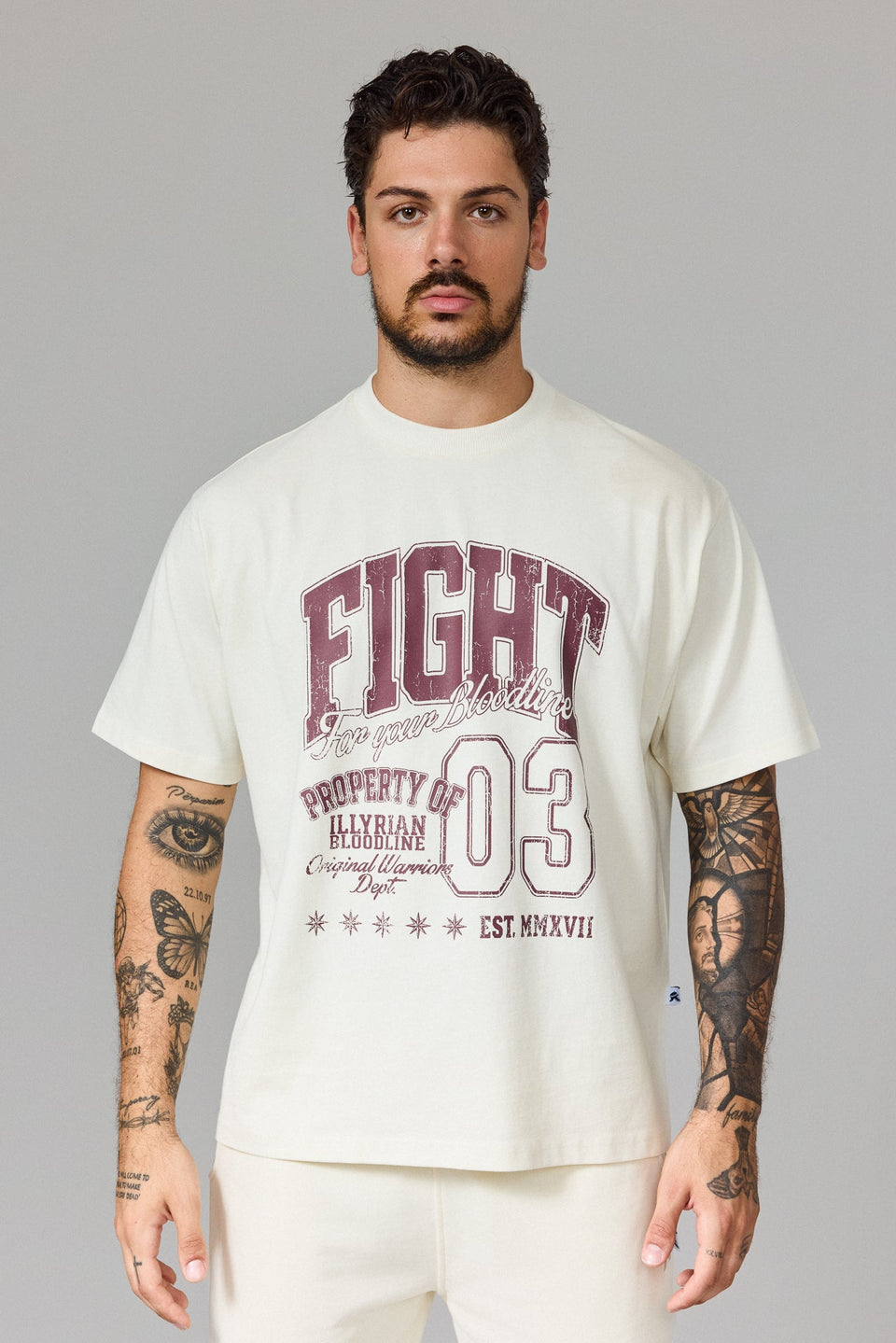 Illyrian Fight Print T-shirt - White