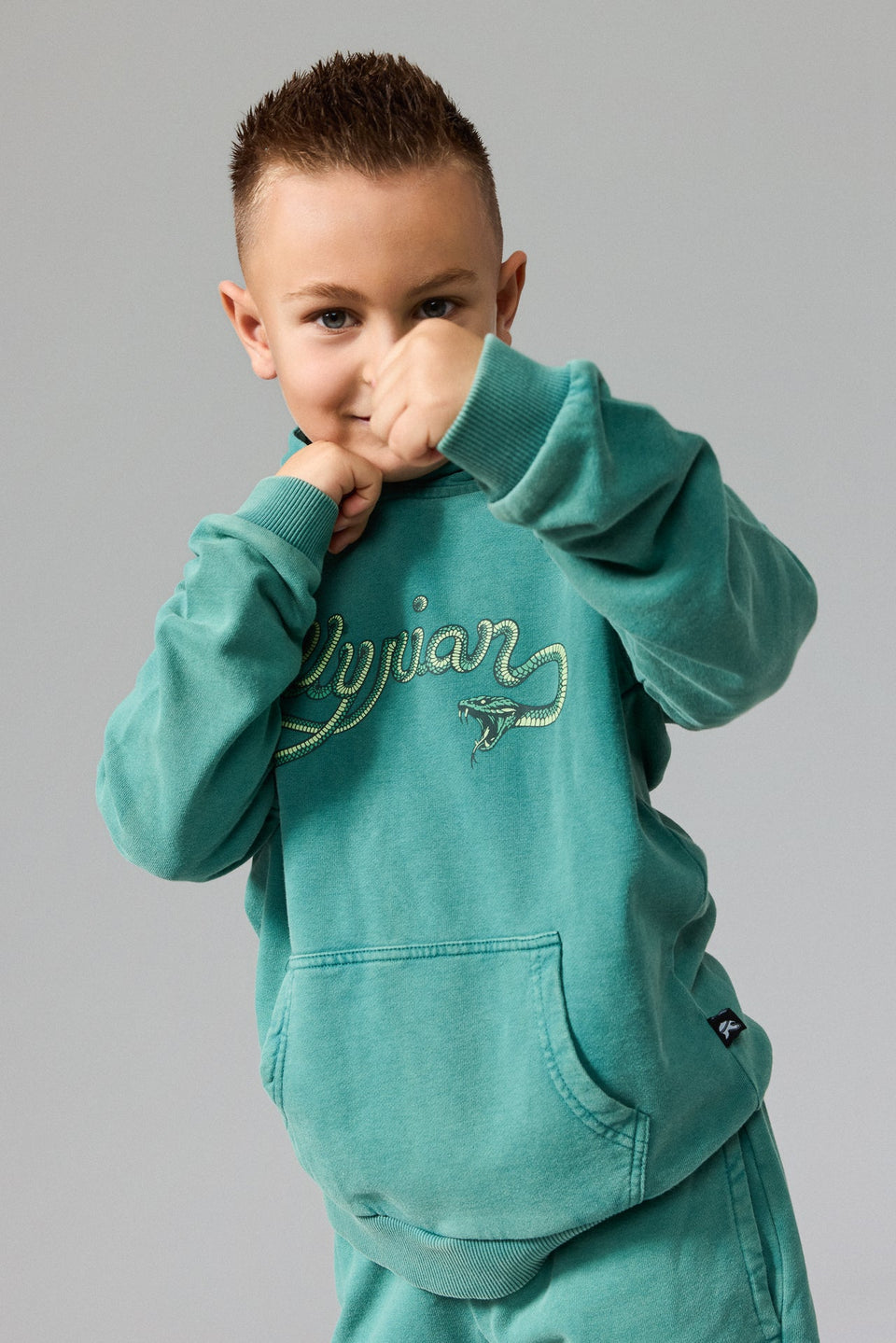 Kids Serpent Hoodie - Washed Green