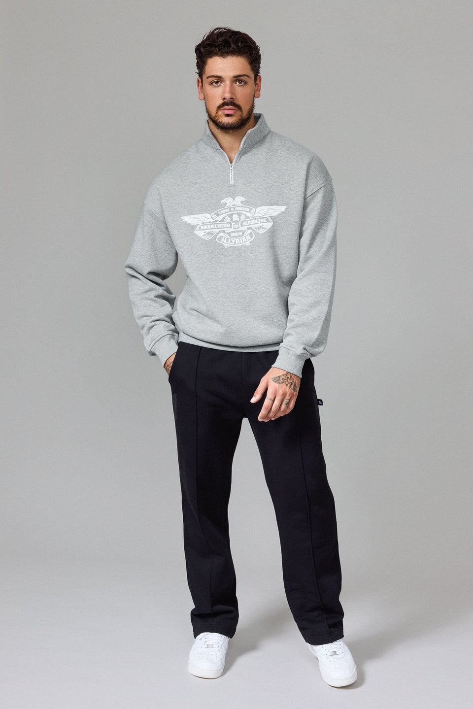 Illyrian Half Zip Sweater - Grey
