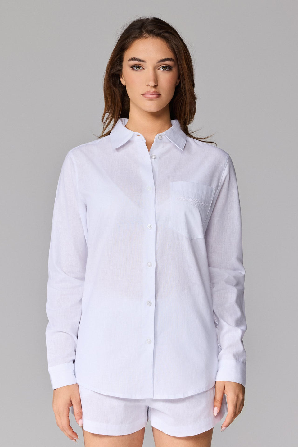 Women's Linen Long Sleeve Shirt - White