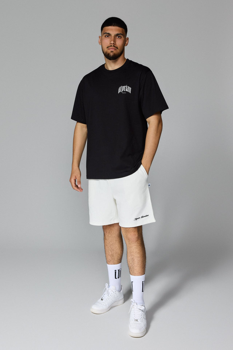 Illyrian Printed Chest Logo Tee - Black