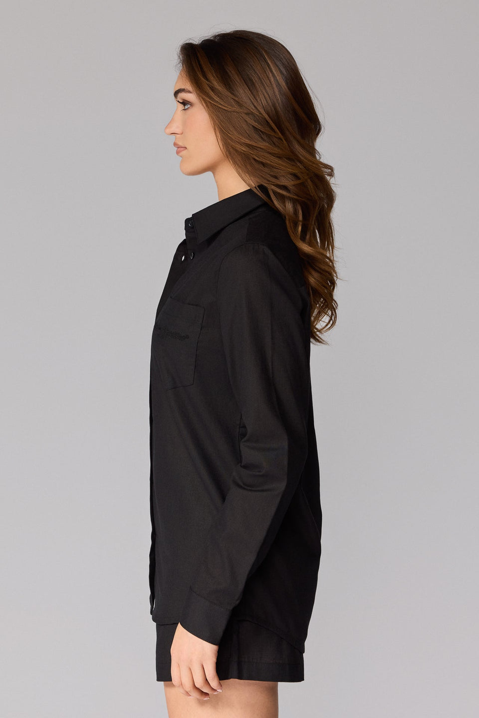 Women's Linen Long Sleeve Shirt - Black