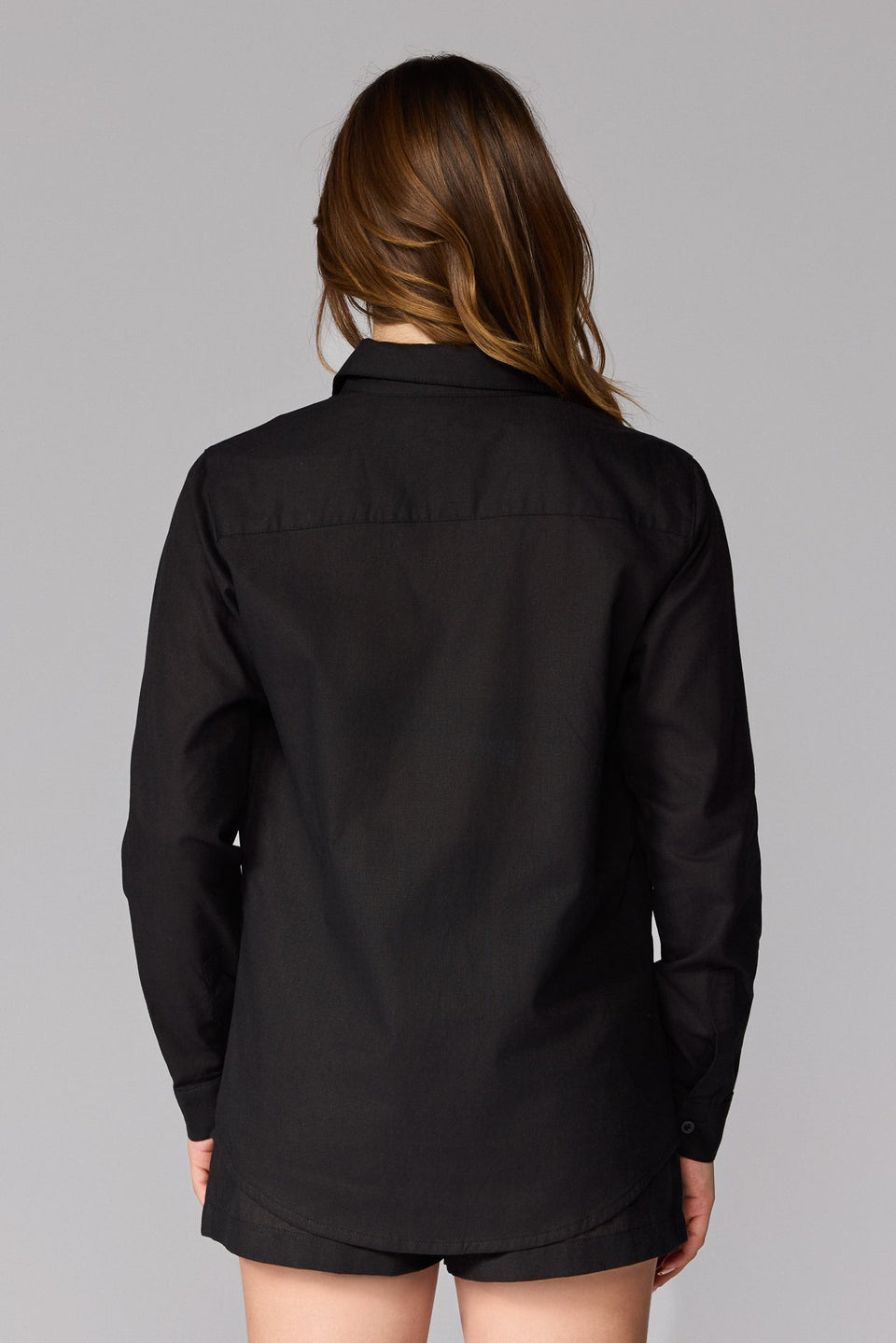 Women's Linen Long Sleeve Shirt - Black