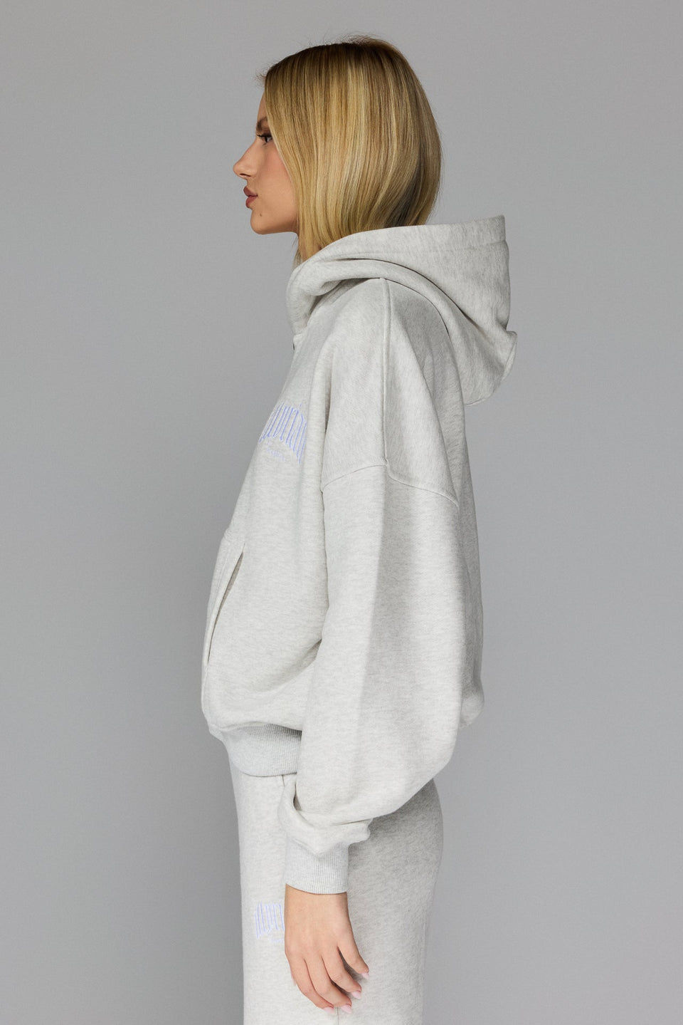 Women's Classical Zipped Hoodie - Grey Melange