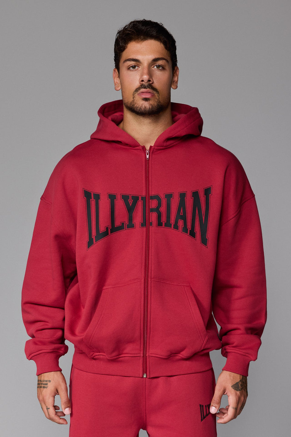 Illyrian AW26 Zipped Hoodie - Red