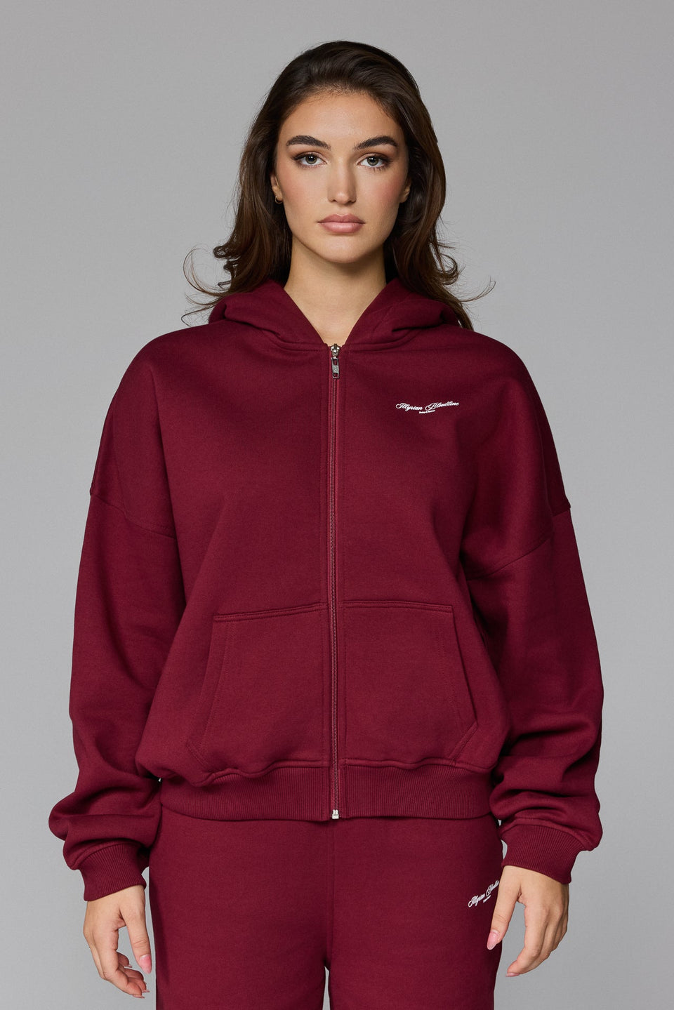 Women's Zipped Hoodie - Burgundy