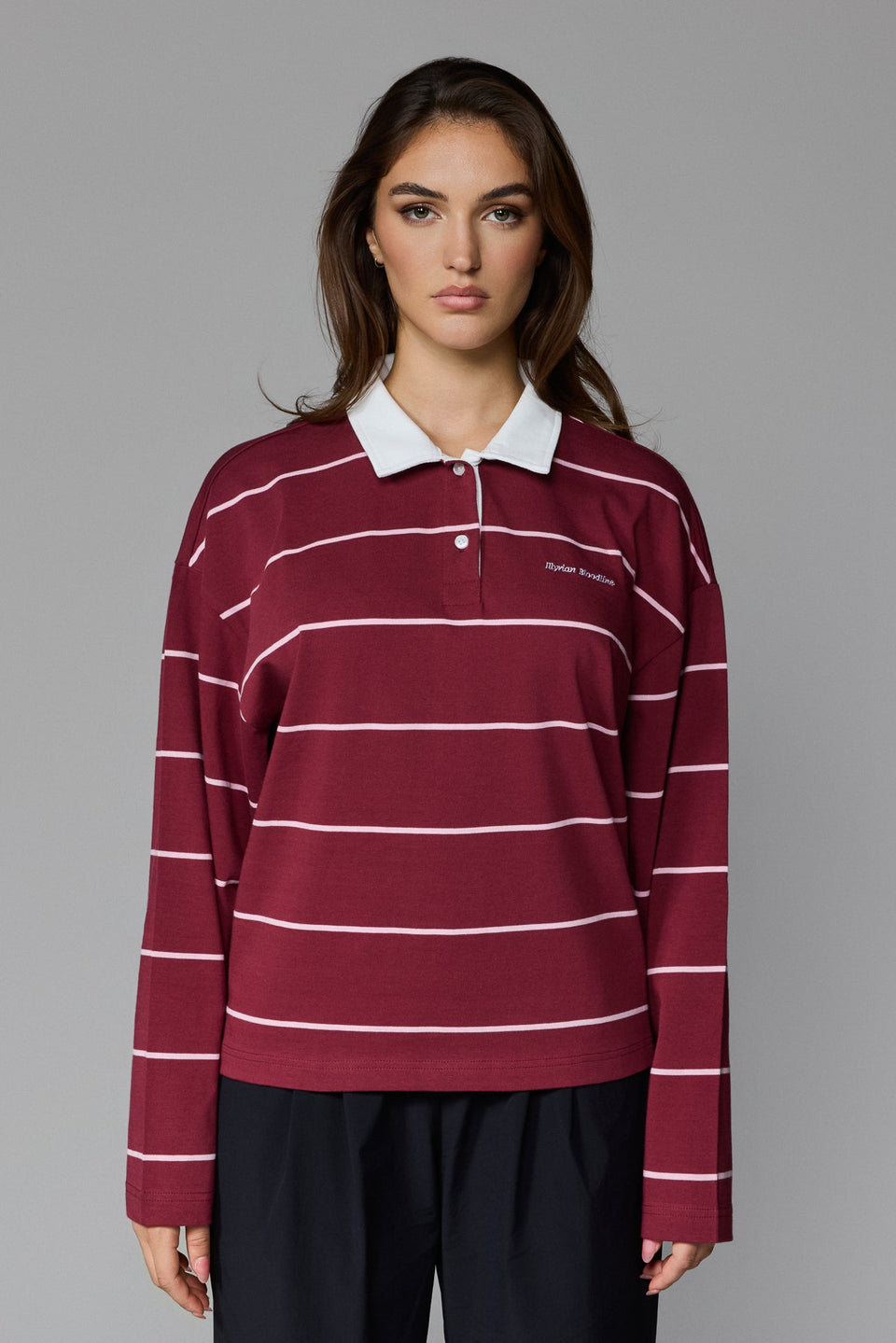 Women's Polo Long Sleeve - Striped