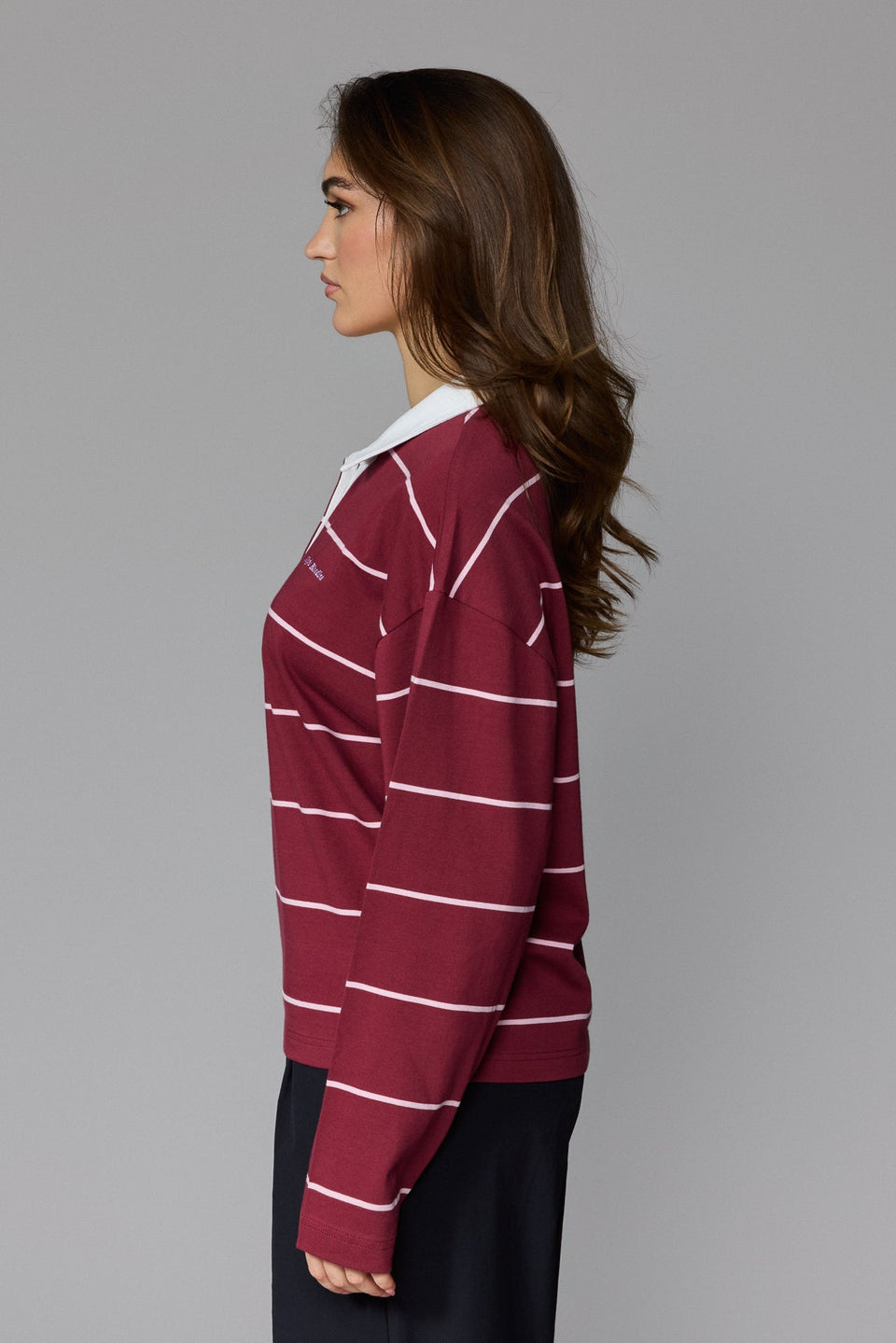 Women's Polo Long Sleeve - Striped