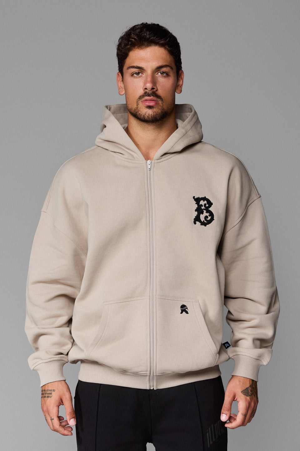 B Illyrian Zipped Hoodie - Stone