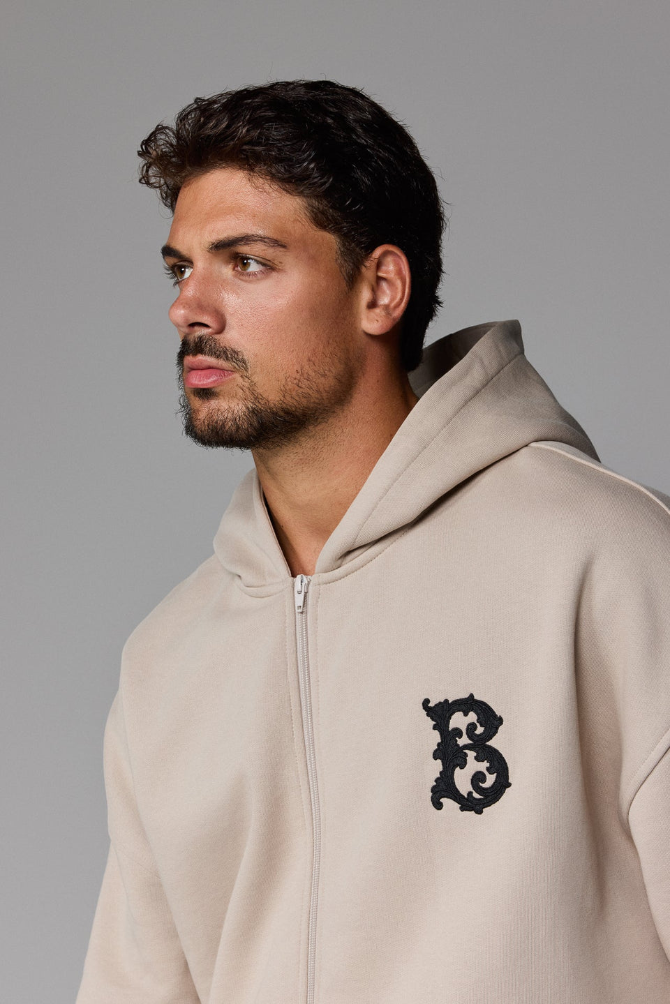B Illyrian Zipped Hoodie - Stone