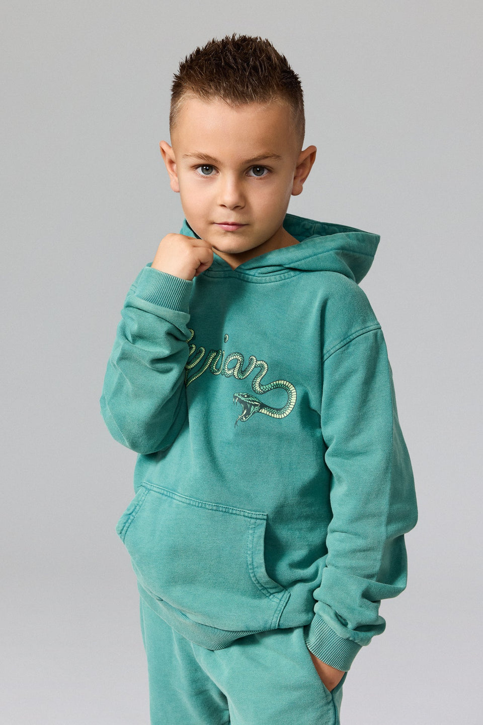 Kids Serpent Hoodie - Washed Green