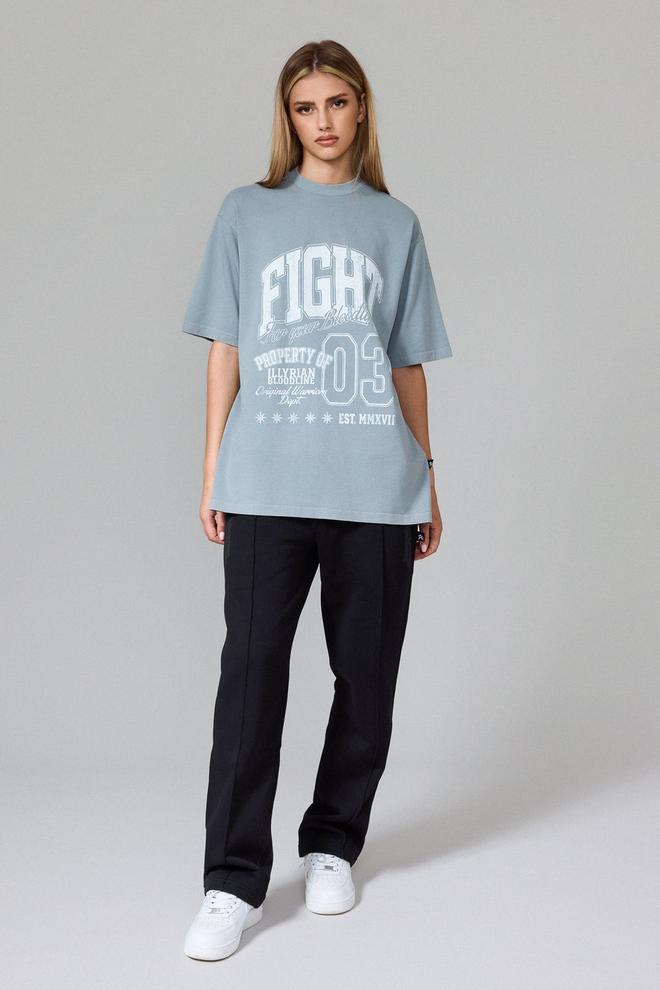 Illyrian Fight Print T-shirt - Grey