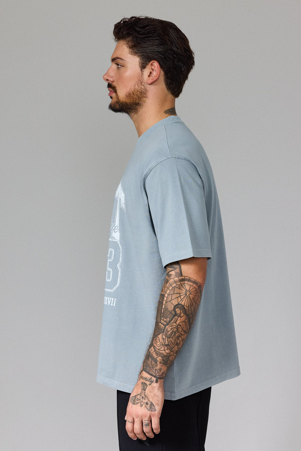 Illyrian Fight Print T-shirt - Grey