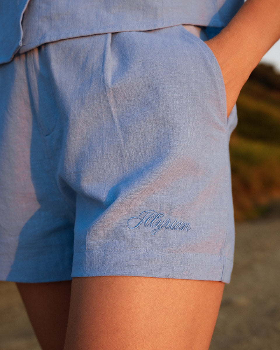 Women's Linen Shorts - Blue