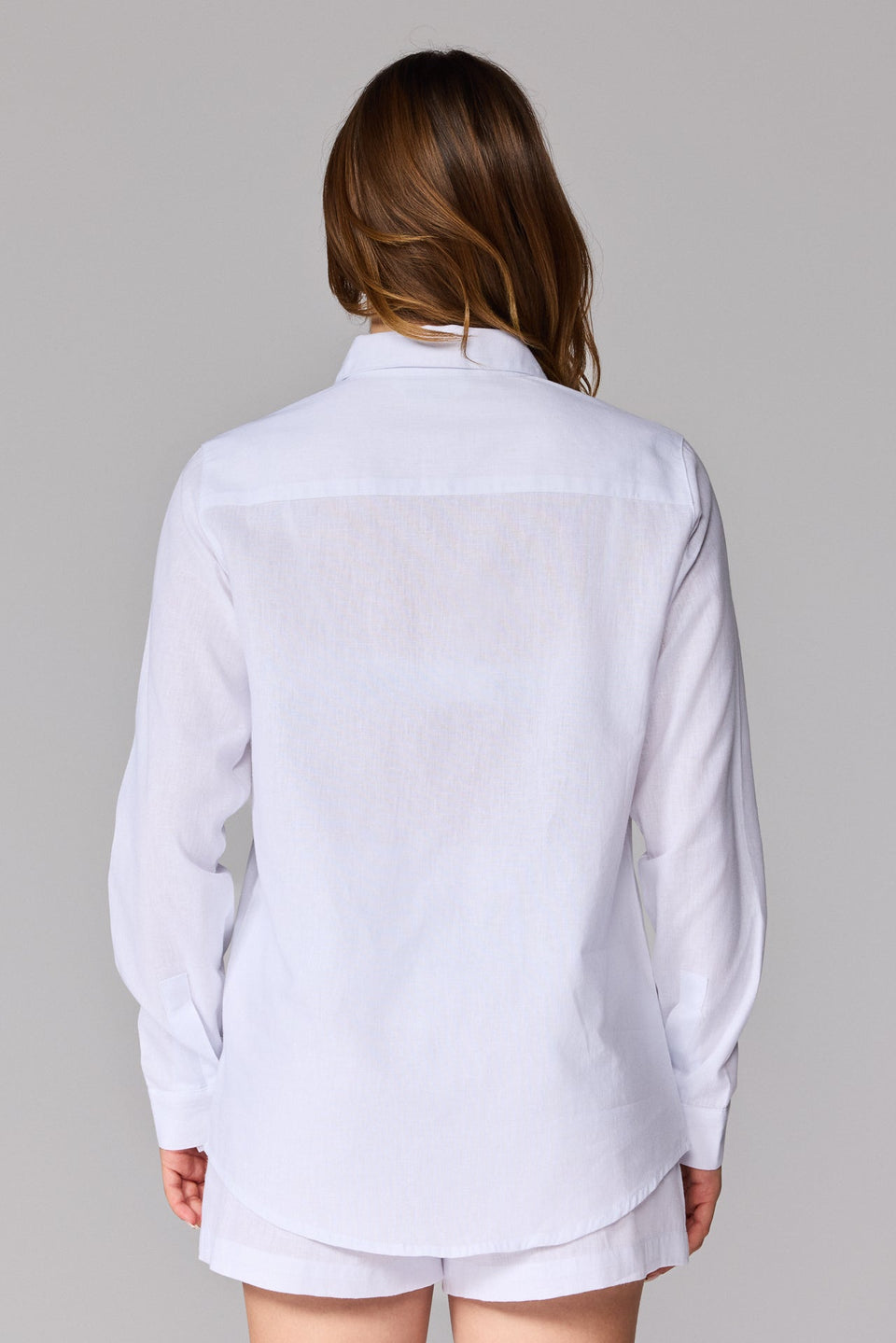 Women's Linen Long Sleeve Shirt - White