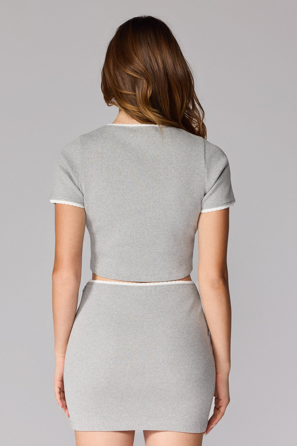Illyrian Ribbed Top - Grey Melange