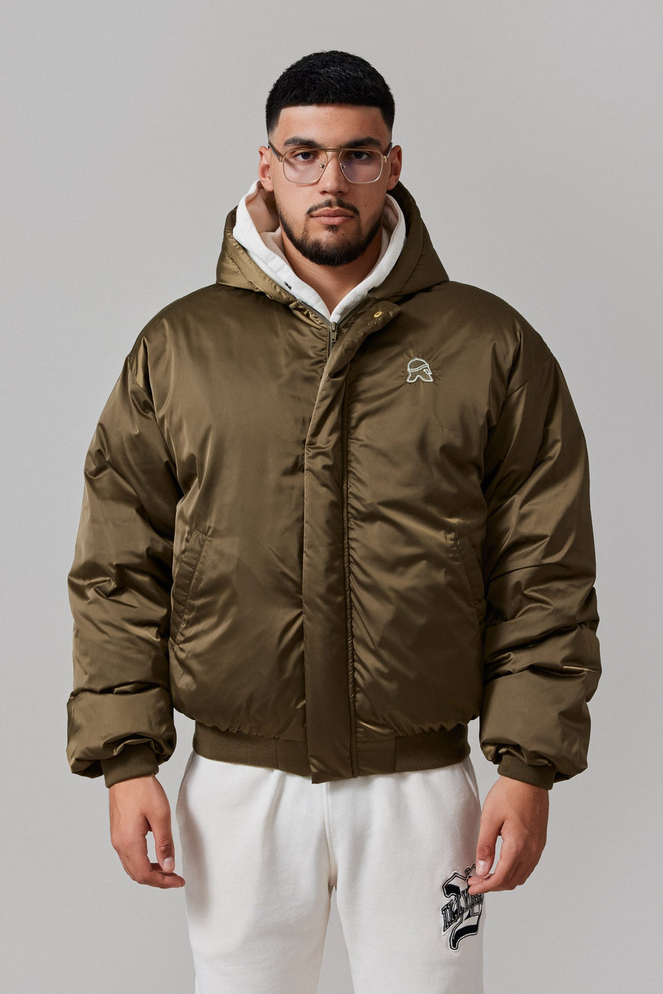 Hooded Bomber Jacket - Khaki