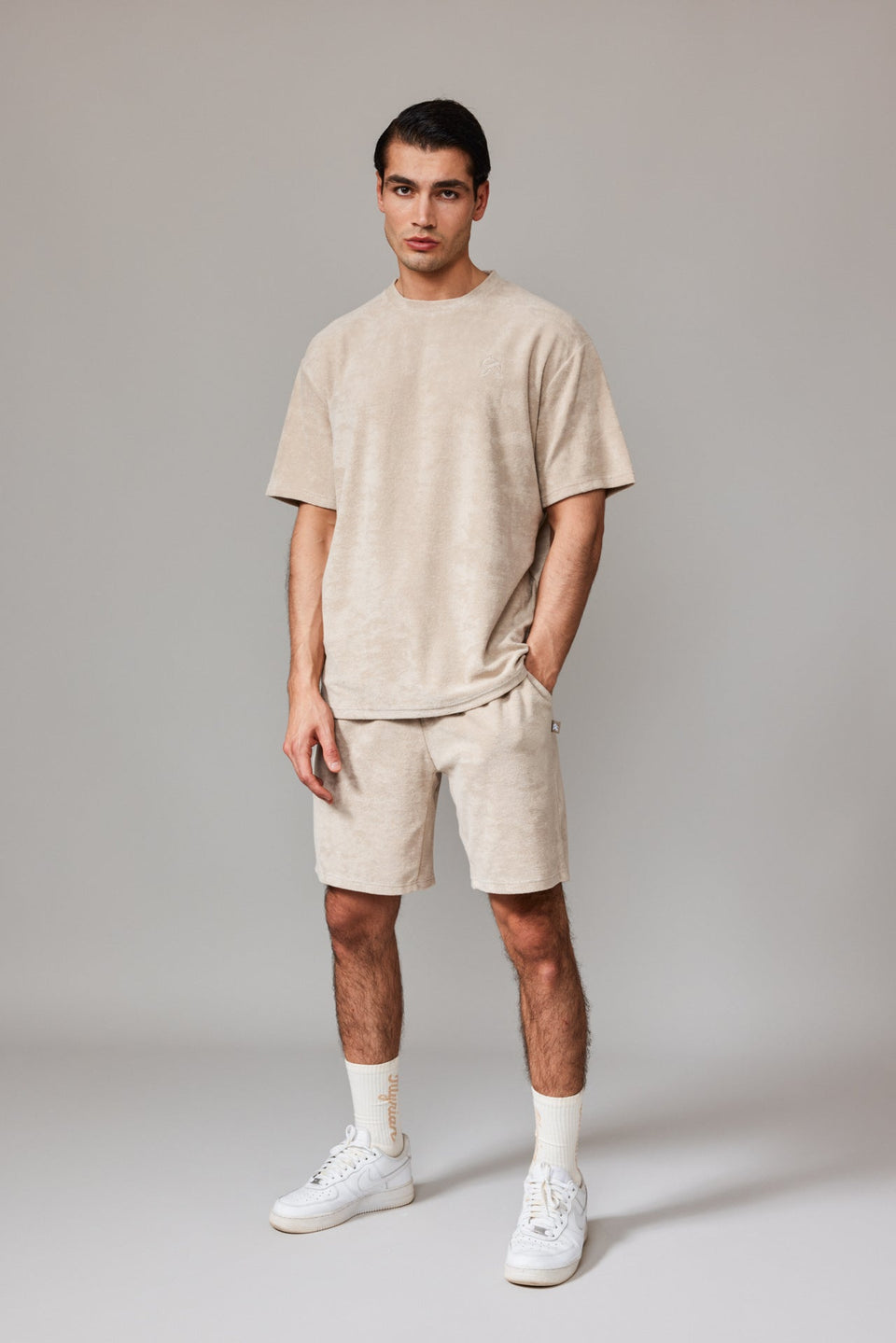 Men Towel Shorts - Stone