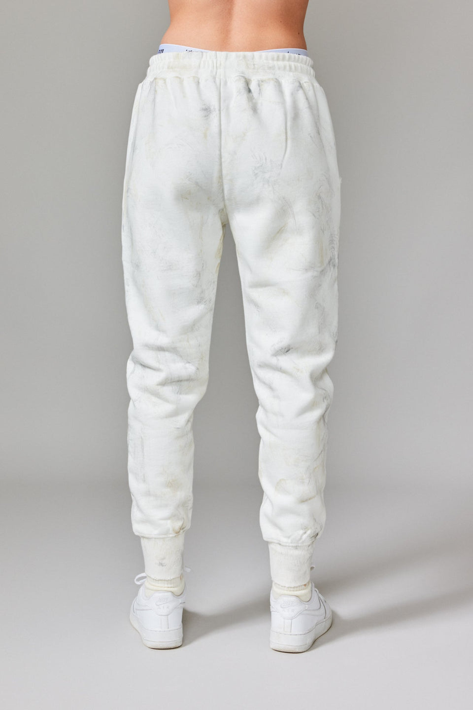 Stained Fleece Joggers - White