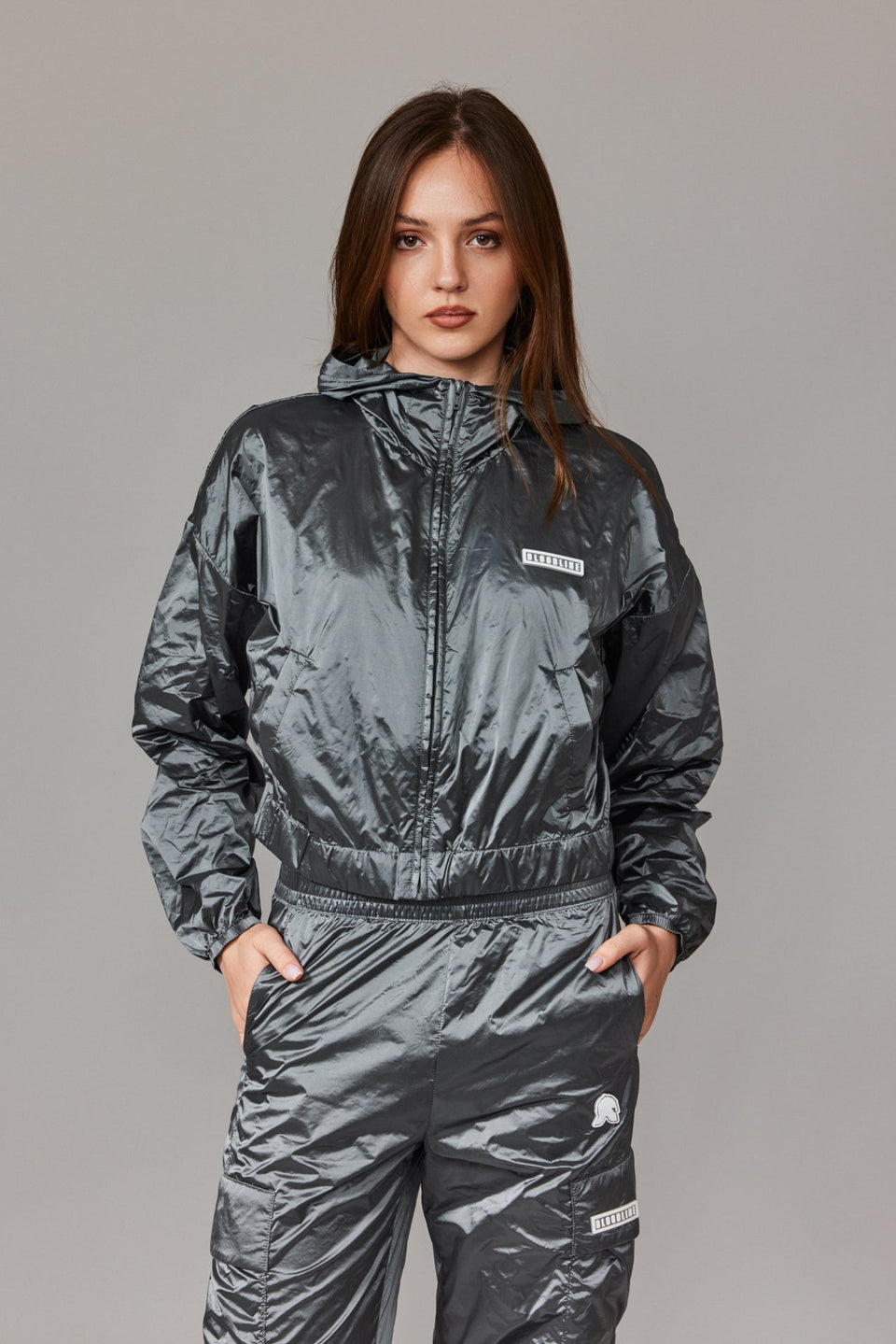 Women Windbreaker Jacket - Silver