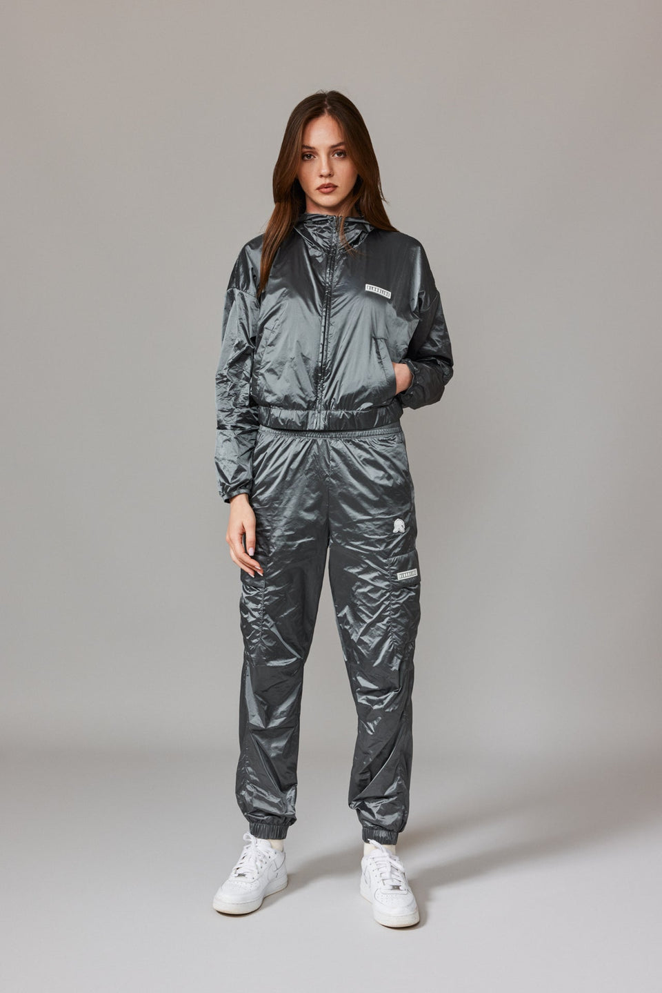 Women Windbreaker Joggers - Silver