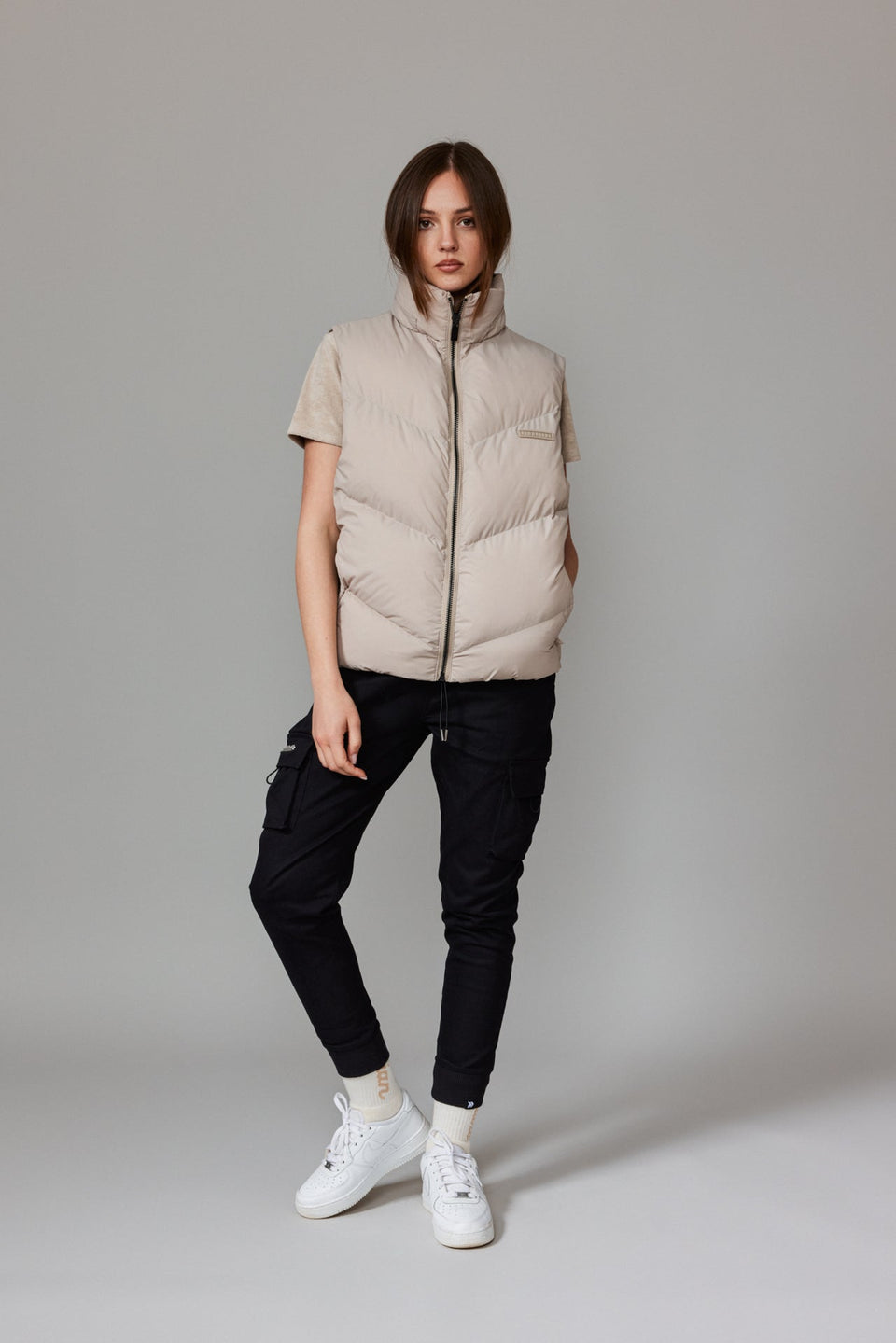 Bloodline Zipped Vest - Stone